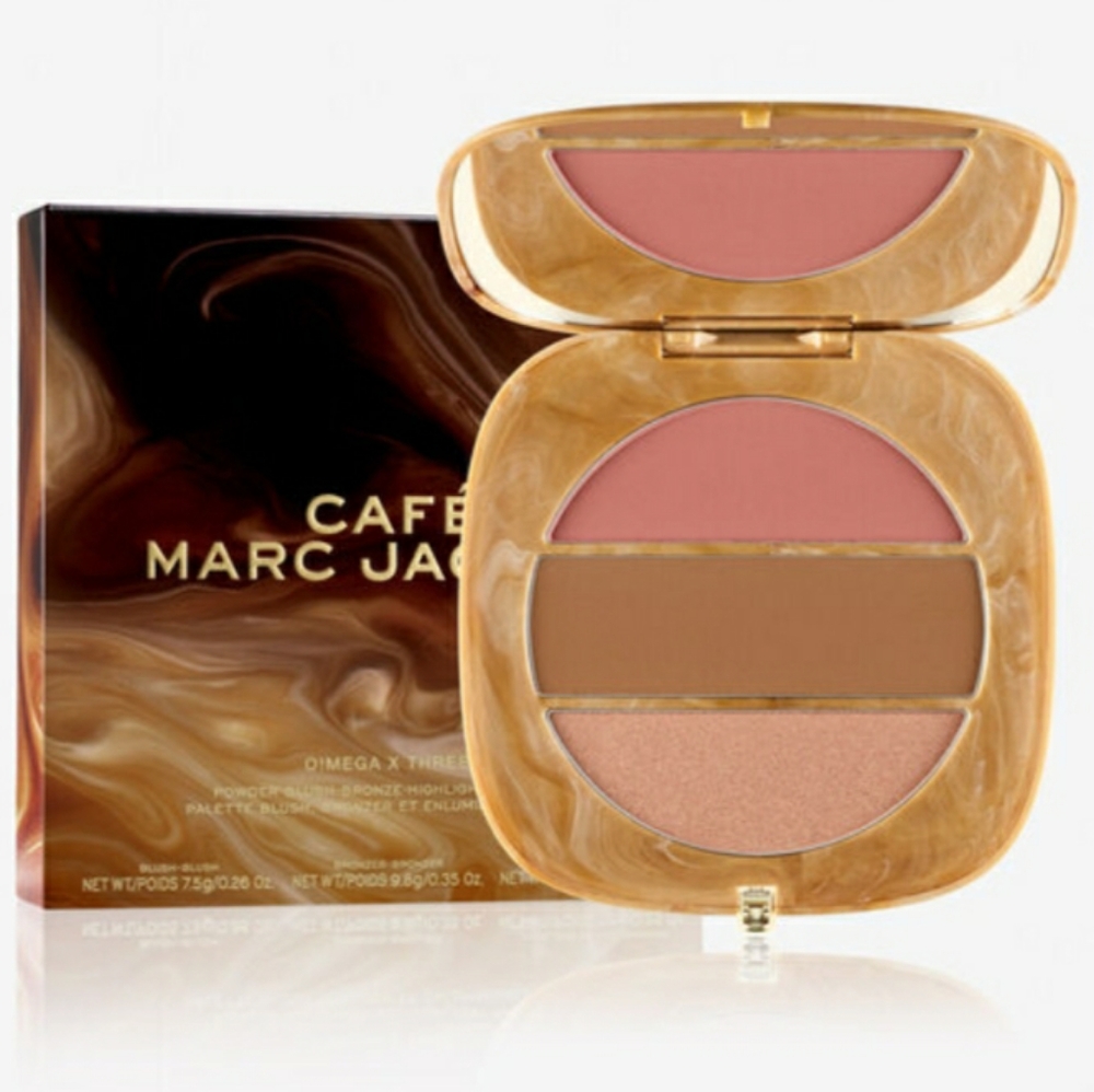 LIMITED EDITION! MARC JACOBS CAFÉ O!MEGA X THREE BLUSH-BRONZE-HIGHLIGHT PALETTE.